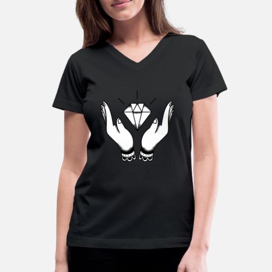 Diamond in hand jewelry luxury bling bling Women's V-Neck T-Shirt