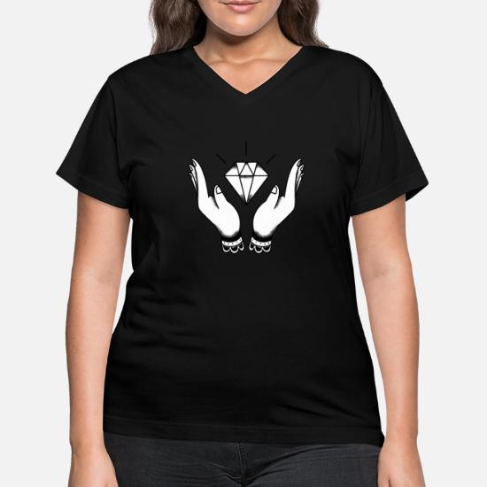 Diamond in hand jewelry luxury bling bling Women's V-Neck T-Shirt
