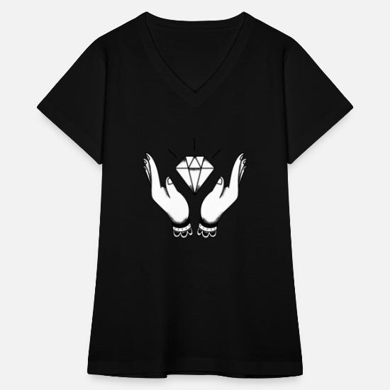 Diamond in hand jewelry luxury bling bling Women's V-Neck T-Shirt